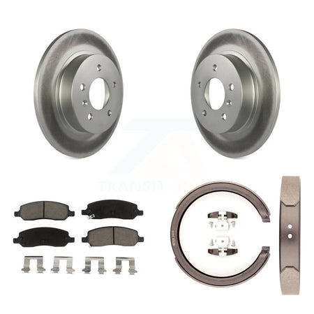 Rear Disc Coated Rotors Ceramic Pads Parking Shoes Kit For Cadillac DTS With 5 Lug Wheels KGC-103067