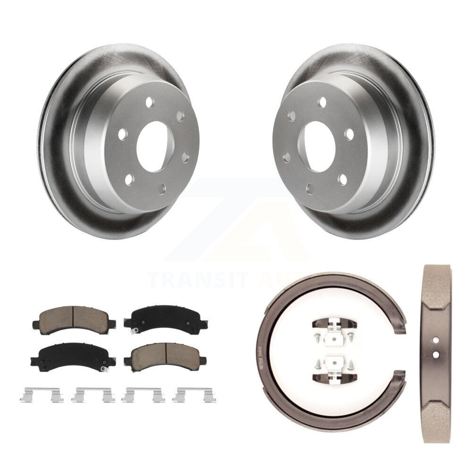 Rear Disc Coated Rotors Ceramic Pads Parking Shoes Kit For 2002 Chevrolet Avalanche 1500 KGC-103070
