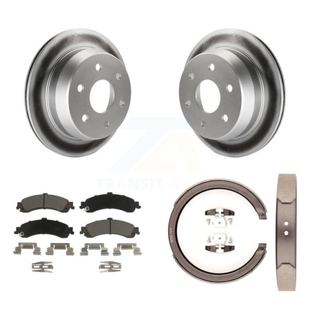 Rear Disc Coated Rotors Ceramic Pads Parking Shoes Kit For 02 Chevrolet Suburban 1500 4WD KGC-103071