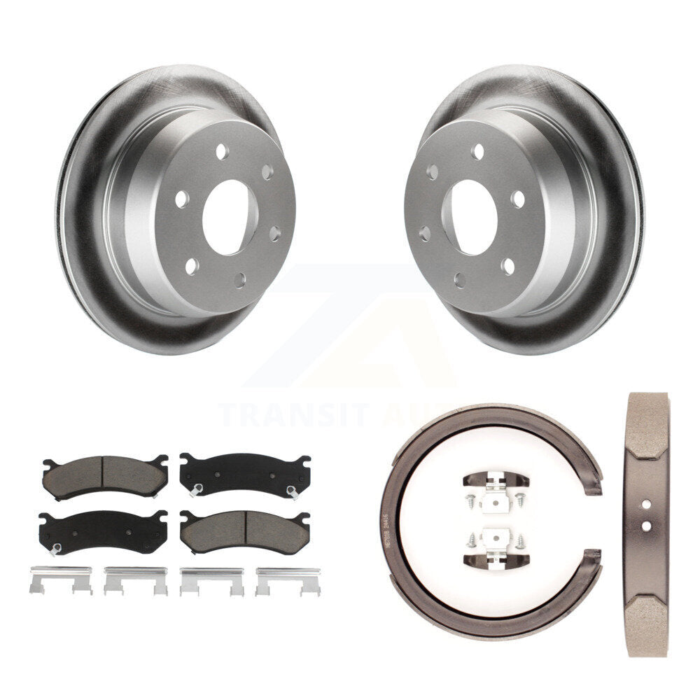 Rear Disc Coated Rotors Ceramic Pads Parking Brake Shoes Kit For Chevrolet Suburban 2500 KGC-103072