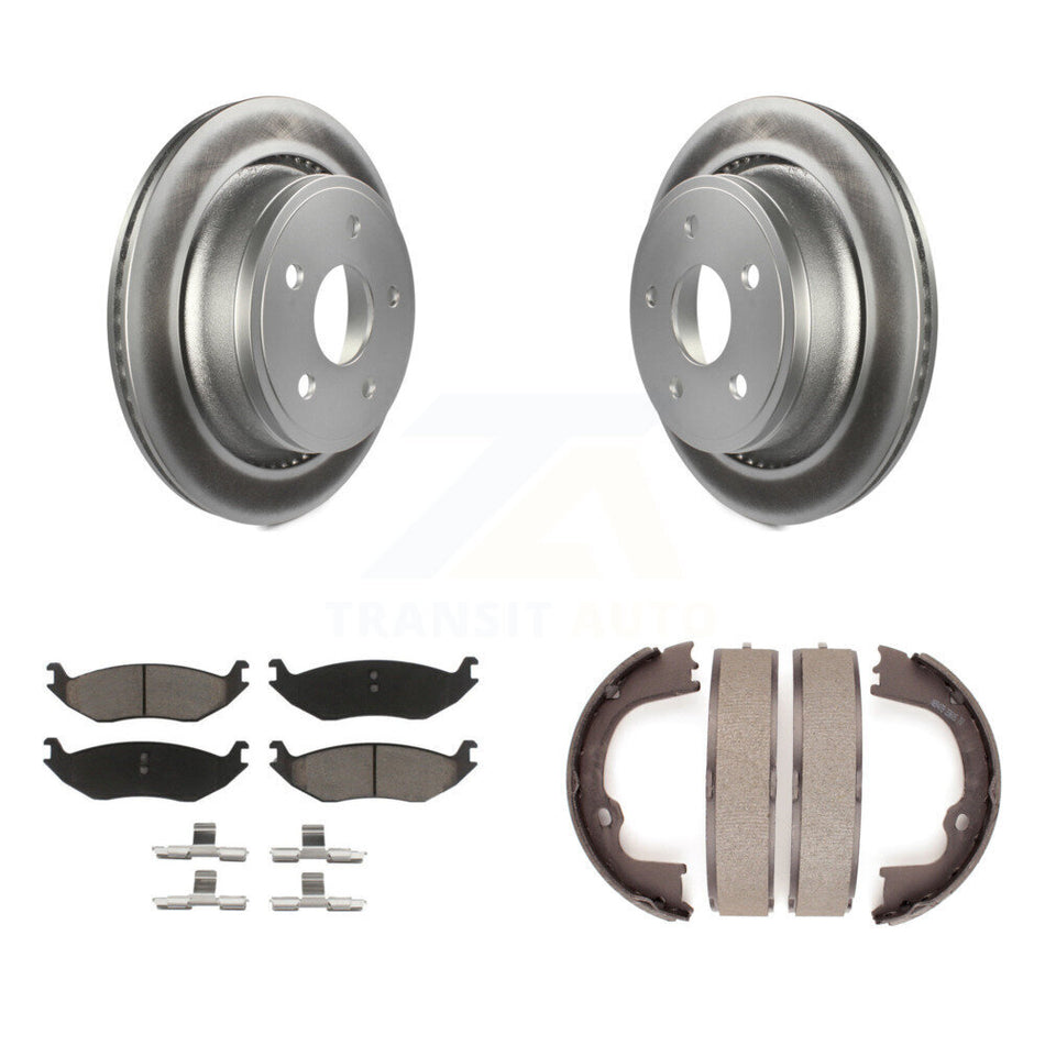 Rear Disc Coated Rotors Ceramic Pads & Parking Shoes Kit For Ram 1500 Classic Dodge Aspen KGC-103078