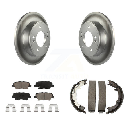 Rear Disc Coated Rotors Ceramic Pads And Parking Brake Shoes Kit For 2014 Kia Forte Koup KGC-103085