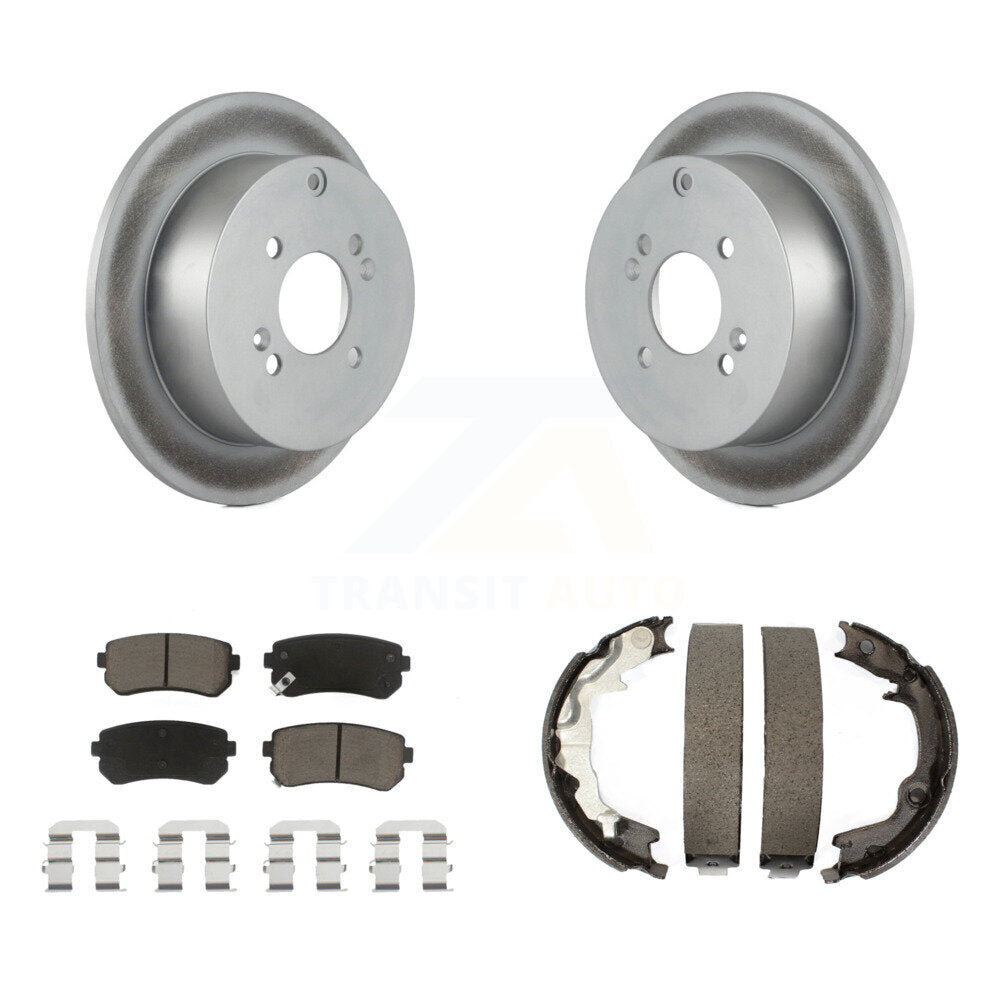 Rear Disc Coated Rotors Ceramic Pads & Parking Shoes Kit For Hyundai Accent Kia Rio5 Rio KGC-103086