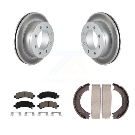 Rear Disc Coated Rotors Ceramic Pads And Parking Shoes Kit For Chevrolet GMC Express 3500 KGC-103092