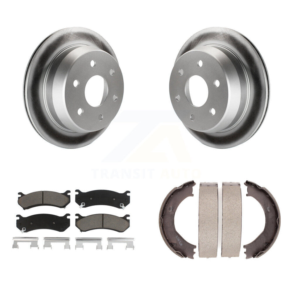 Rear Disc Coated Rotors Ceramic Pads & Parking Shoes Kit For Chevrolet Silverado 2500 HD KGC-103097