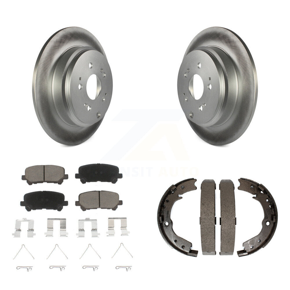 Rear Disc Coated Rotors Ceramic Pads Parking Brake Shoes Kit For 2011-2017 Honda Odyssey KGC-103099