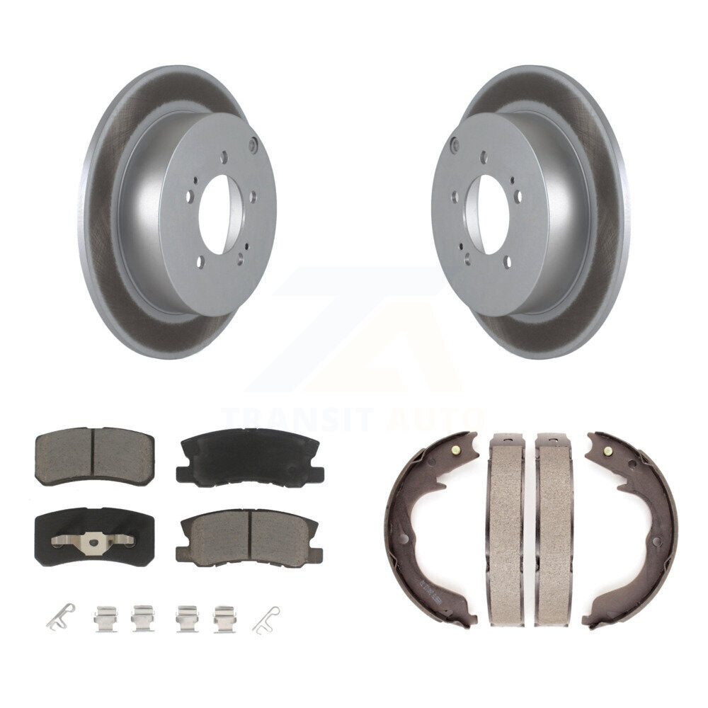 Rear Disc Coated Rotors Ceramic Pads & Parking Shoes Kit For Mitsubishi Lancer Outlander KGC-103105