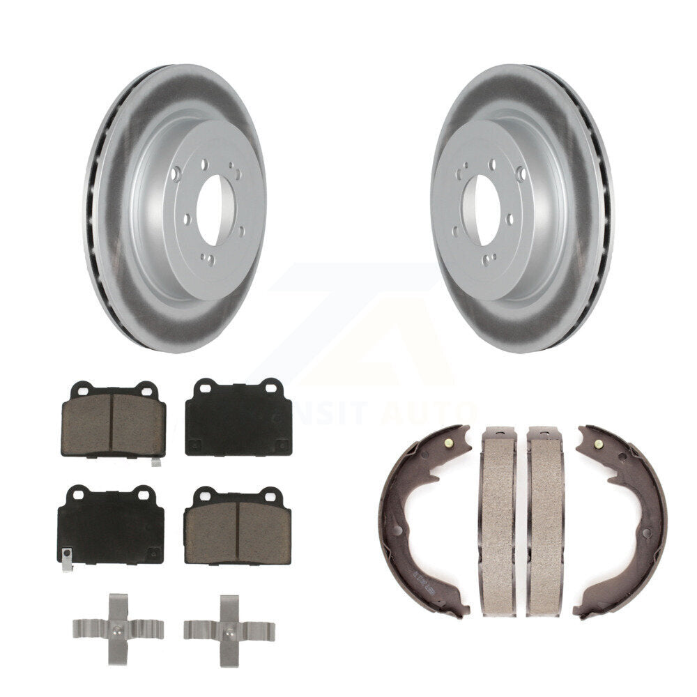 Rear Disc Coated Rotors Ceramic Pads And Parking Brake Shoes Kit For Mitsubishi Lancer KGC-103106