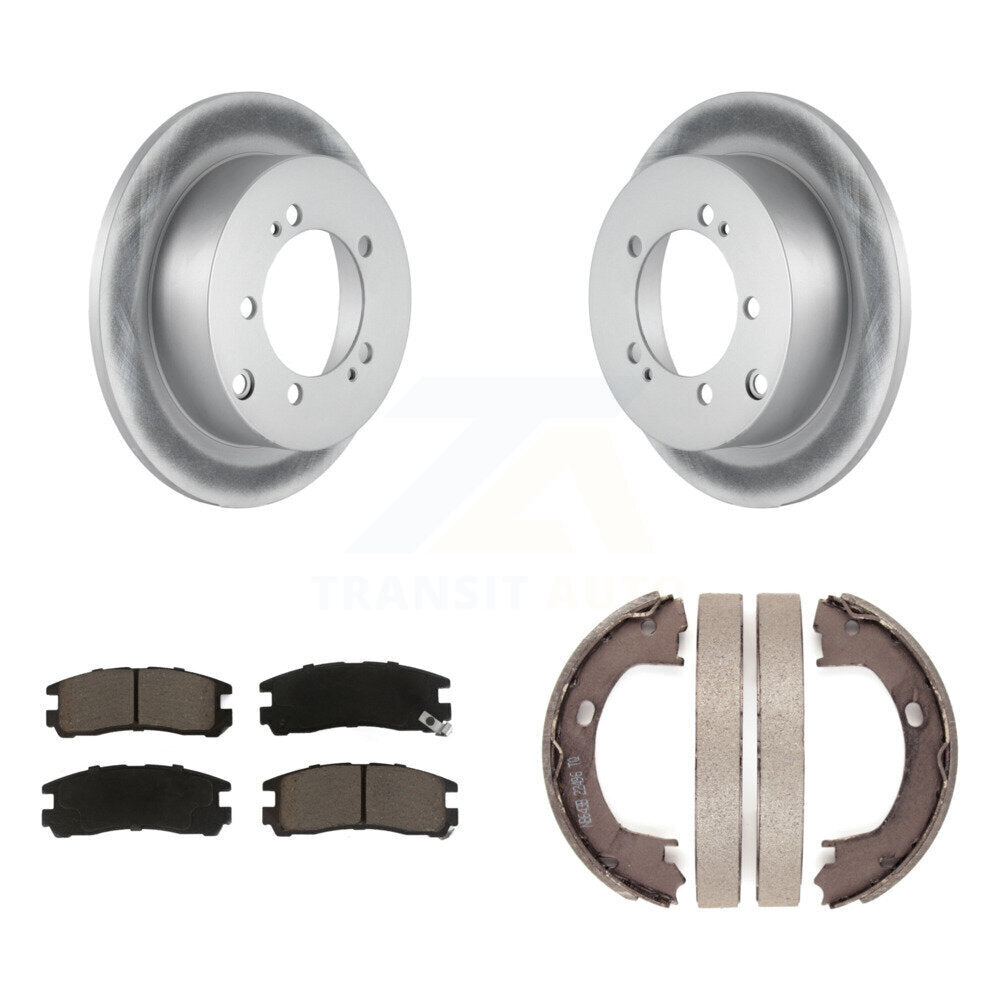 Rear Disc Coated Rotors Ceramic Pads Parking Brake Shoes Kit For Mitsubishi Eclipse Dodge KGC-103113