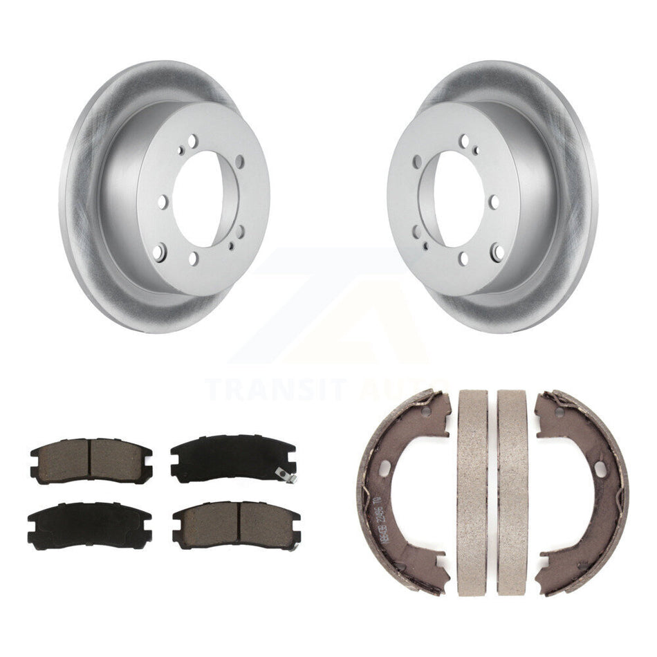Rear Disc Coated Rotors Ceramic Pads Parking Brake Shoes Kit For Mitsubishi Eclipse Dodge KGC-103113