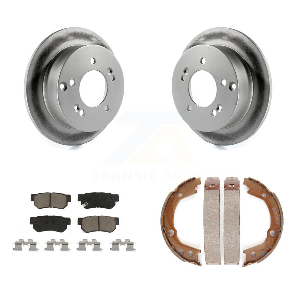 Rear Disc Coated Rotors Ceramic Pads & Parking Shoes Kit For Hyundai Tucson Kia Sportage KGC-103115