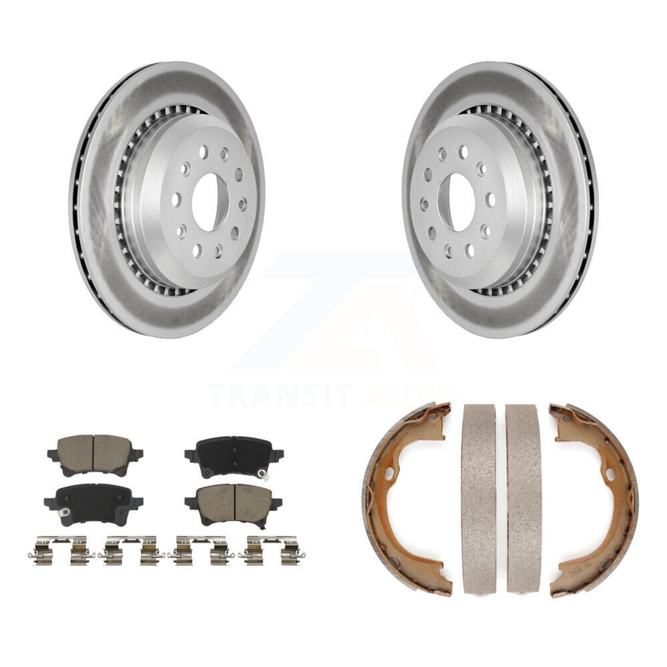 Rear Disc Coated Rotors Ceramic Pads Parking Brake Shoes Kit For Jeep Wrangler Gladiator KGC-103124