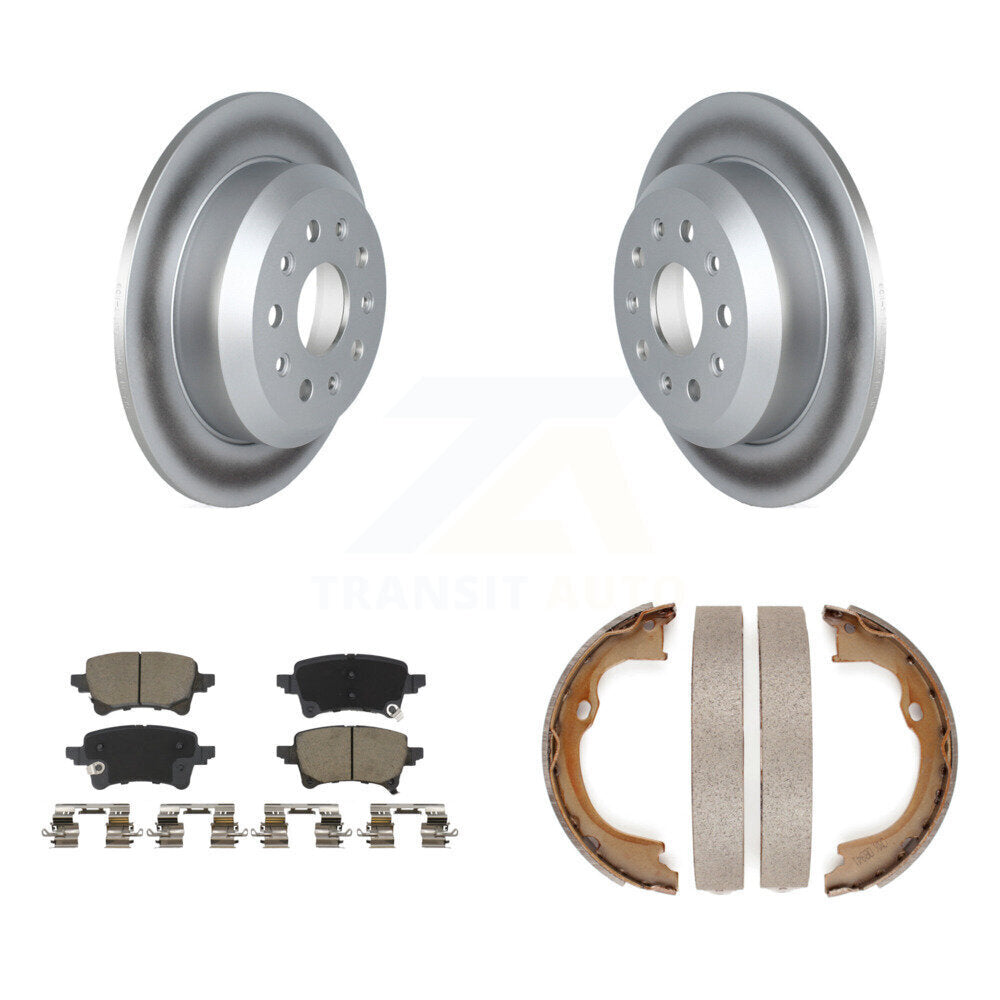 Rear Disc Coated Rotors Ceramic Pads And Parking Brake Shoes Kit For Jeep Wrangler KGC-103125