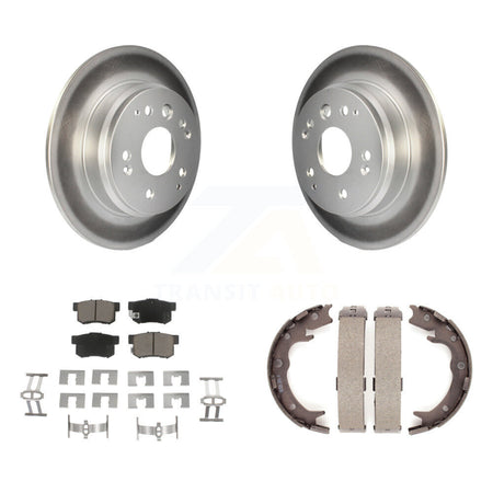 Rear Disc Coated Rotors Ceramic Pads & Parking Brake Shoes Kit For Acura TL Honda Element KGC-103126