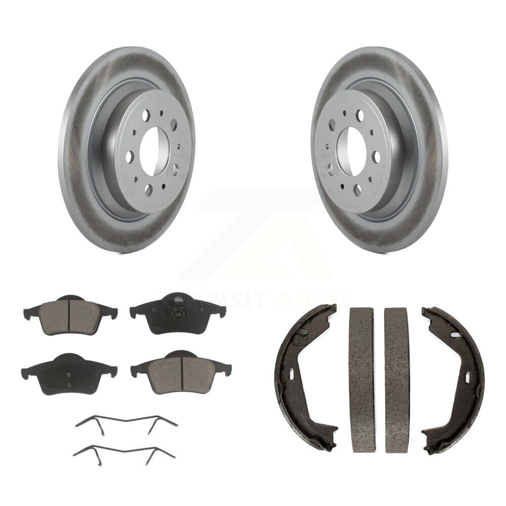 Rear Disc Coated Rotors Ceramic Pads And Parking Brake Shoes Kit For Volvo XC70 S80 KGC-103128
