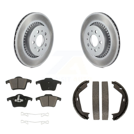 Rear Disc Coated Rotors Ceramic Pads And Parking Brake Shoes Kit For 2003-2007 Volvo XC90 KGC-103129