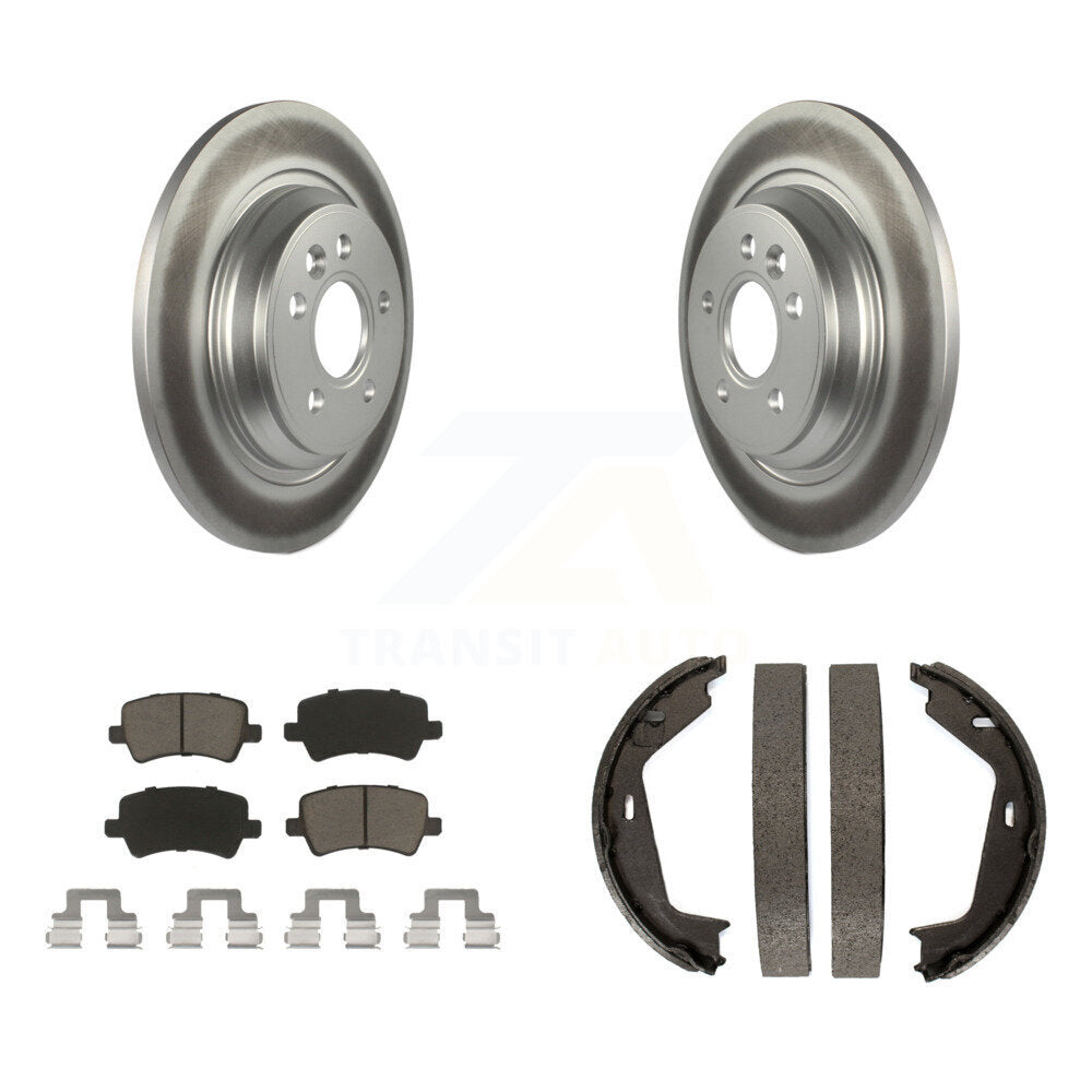 Rear Disc Coated Rotors Ceramic Pads Parking Shoes Kit For Volvo S80 AWD With Solid Rotor KGC-103130