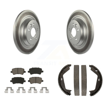Rear Disc Coated Rotors Ceramic Pads Parking Shoes Kit For Volvo S80 AWD With Solid Rotor KGC-103130