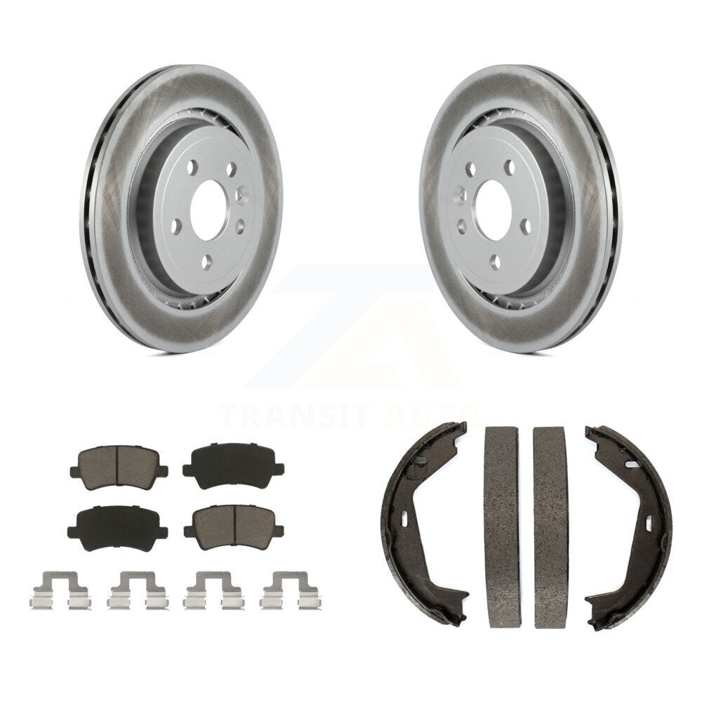 Rear Disc Coated Rotors Ceramic Pads & Parking Shoes Kit For Volvo S80 With Vented Rotor KGC-103131