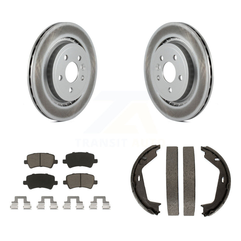 Rear Disc Coated Rotors Ceramic Pads & Parking Shoes Kit For Volvo S80 With Vented Rotor KGC-103131