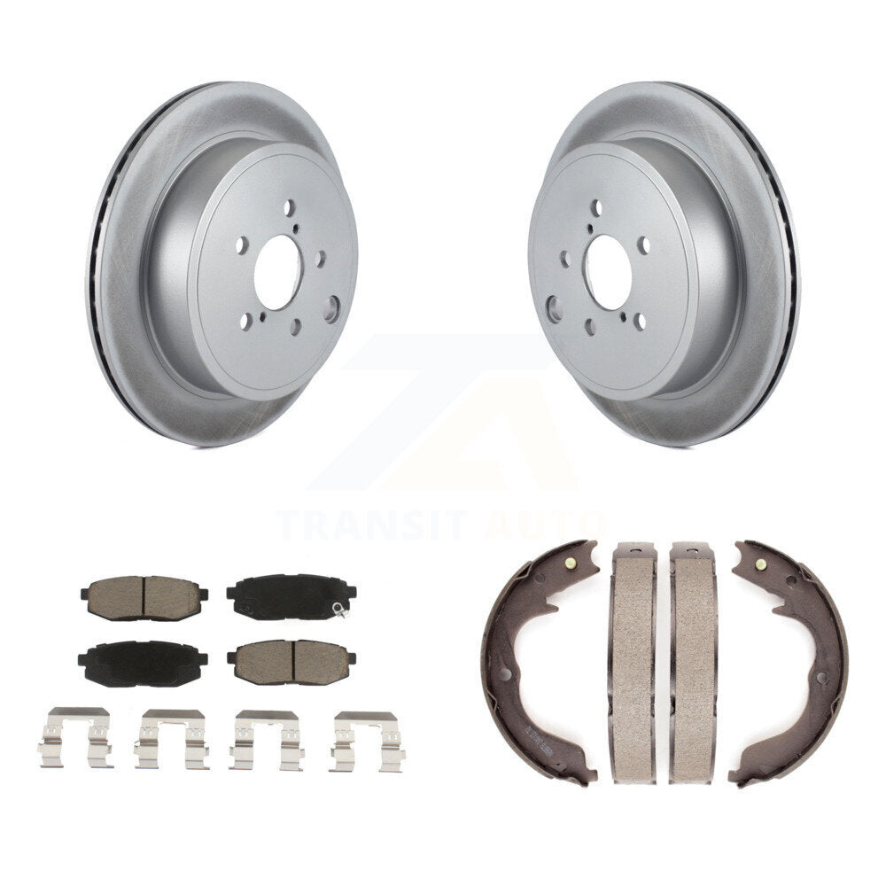 Rear Disc Coated Rotors Ceramic Pads & Parking Brake Shoes Kit For Subaru Outback Legacy KGC-103136