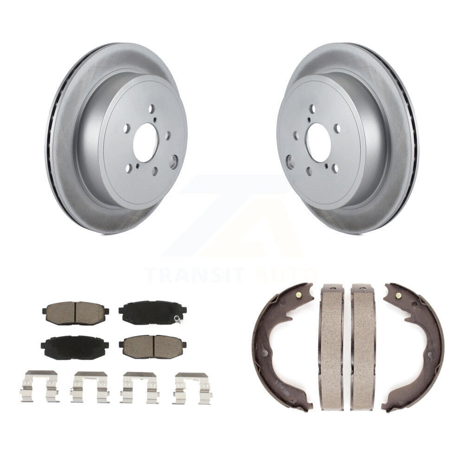 Rear Disc Coated Rotors Ceramic Pads & Parking Brake Shoes Kit For Subaru Outback Legacy KGC-103136
