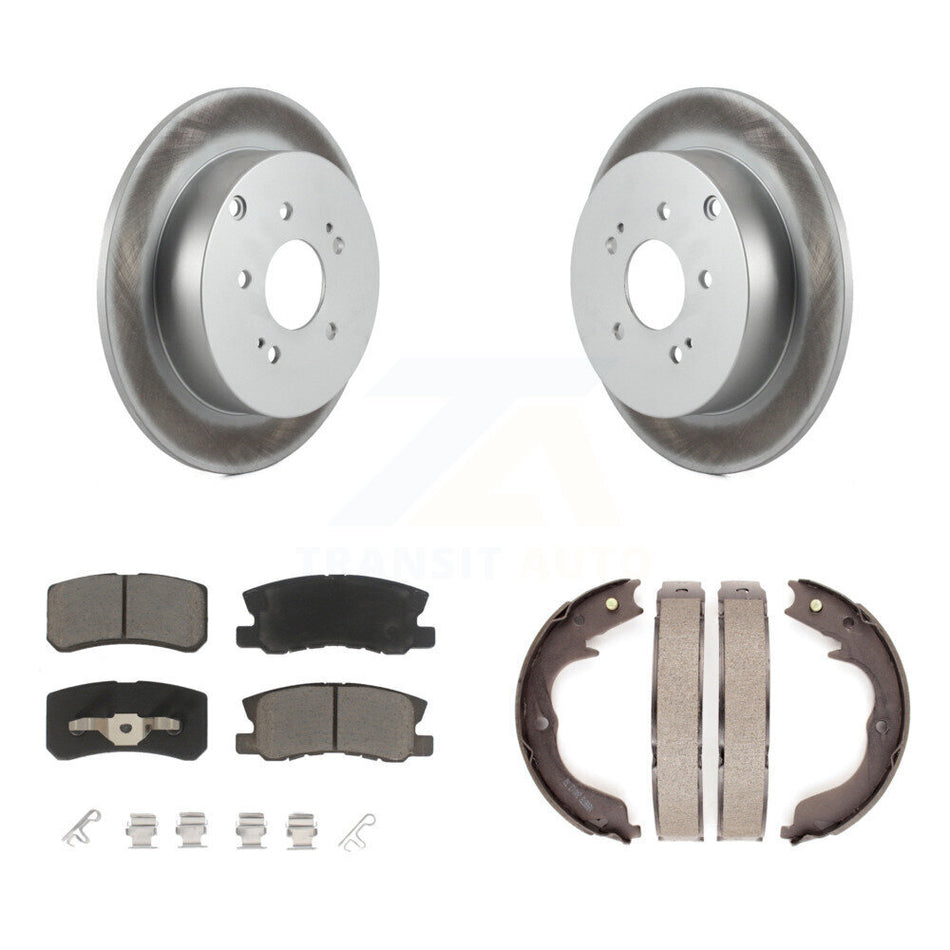 Rear Disc Coated Rotors Ceramic Pads And Parking Brake Shoes Kit For Mitsubishi Endeavor KGC-103137