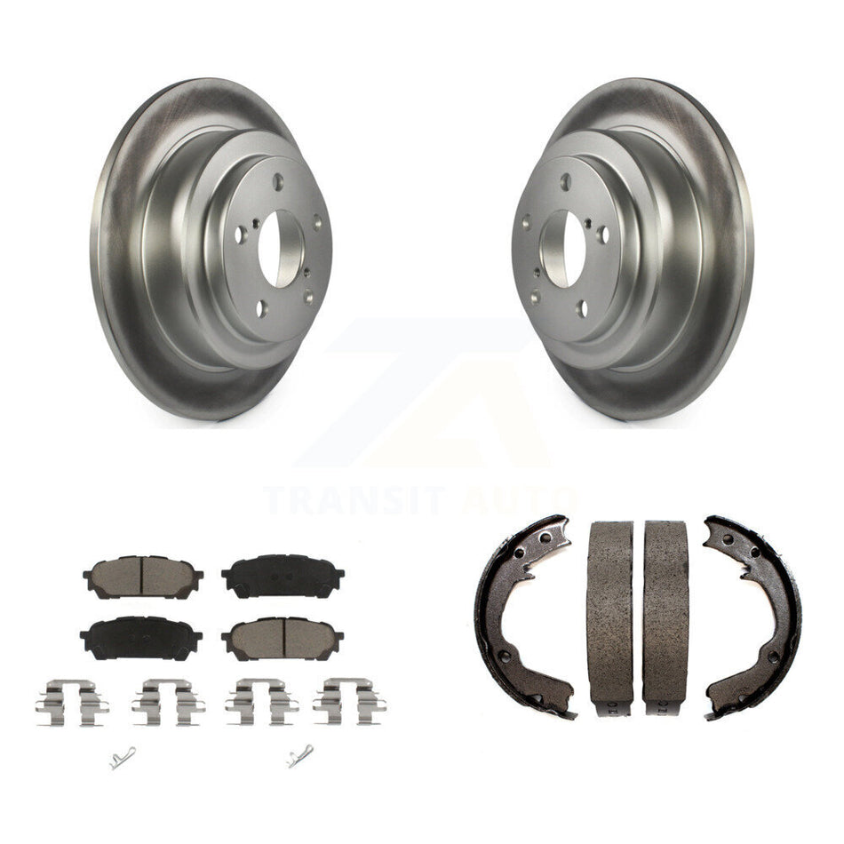 Rear Disc Coated Rotors Ceramic Pads & Parking Shoes Kit For Subaru Impreza Forester Saab KGC-103138