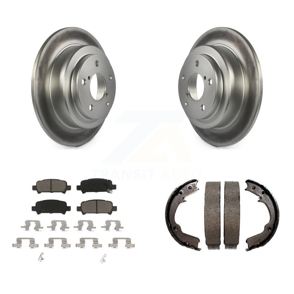 Rear Disc Coated Rotors Ceramic Pads Parking Brake Shoes Kit For Subaru Forester Impreza KGC-103139