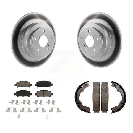 Rear Disc Coated Rotors Ceramic Pads And Parking Brake Shoes Kit For 2000 Subaru Legacy KGC-103140
