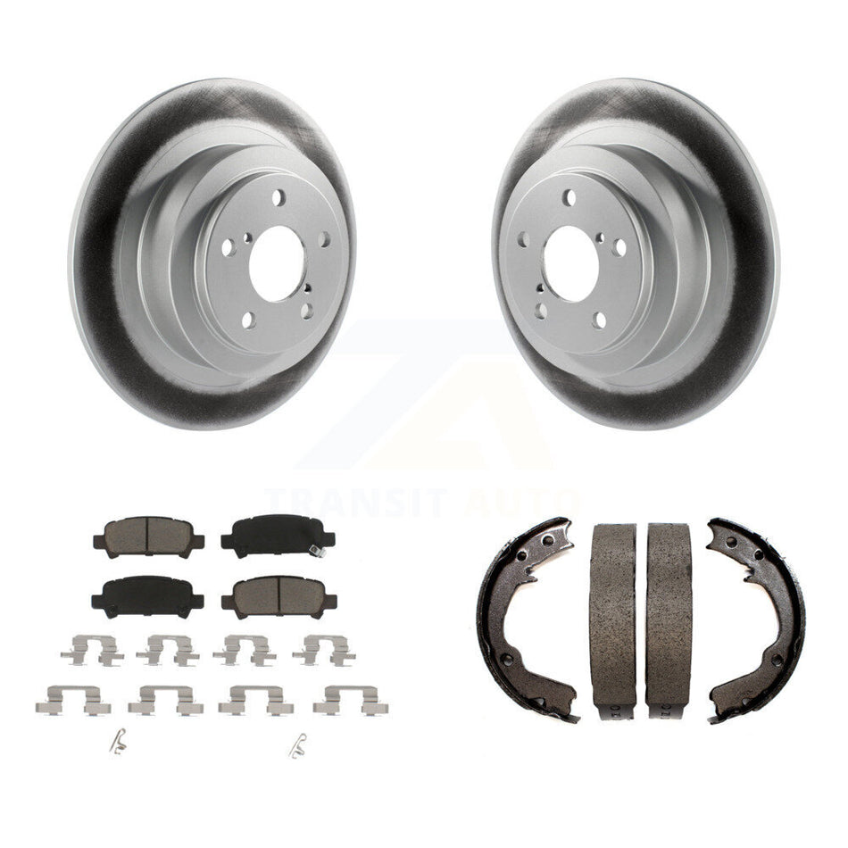 Rear Disc Coated Rotors Ceramic Pads And Parking Brake Shoes Kit For 2000 Subaru Legacy KGC-103140