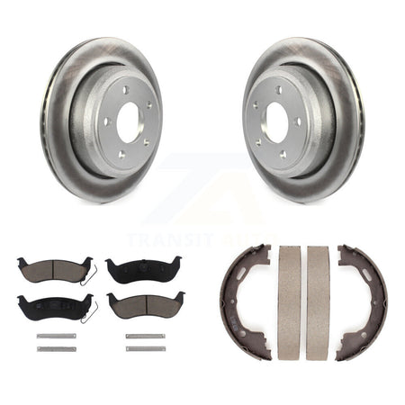 Rear Disc Coated Rotors Ceramic Pads Parking Brake Shoes Kit For Ford Ranger Mazda B2300 KGC-103141