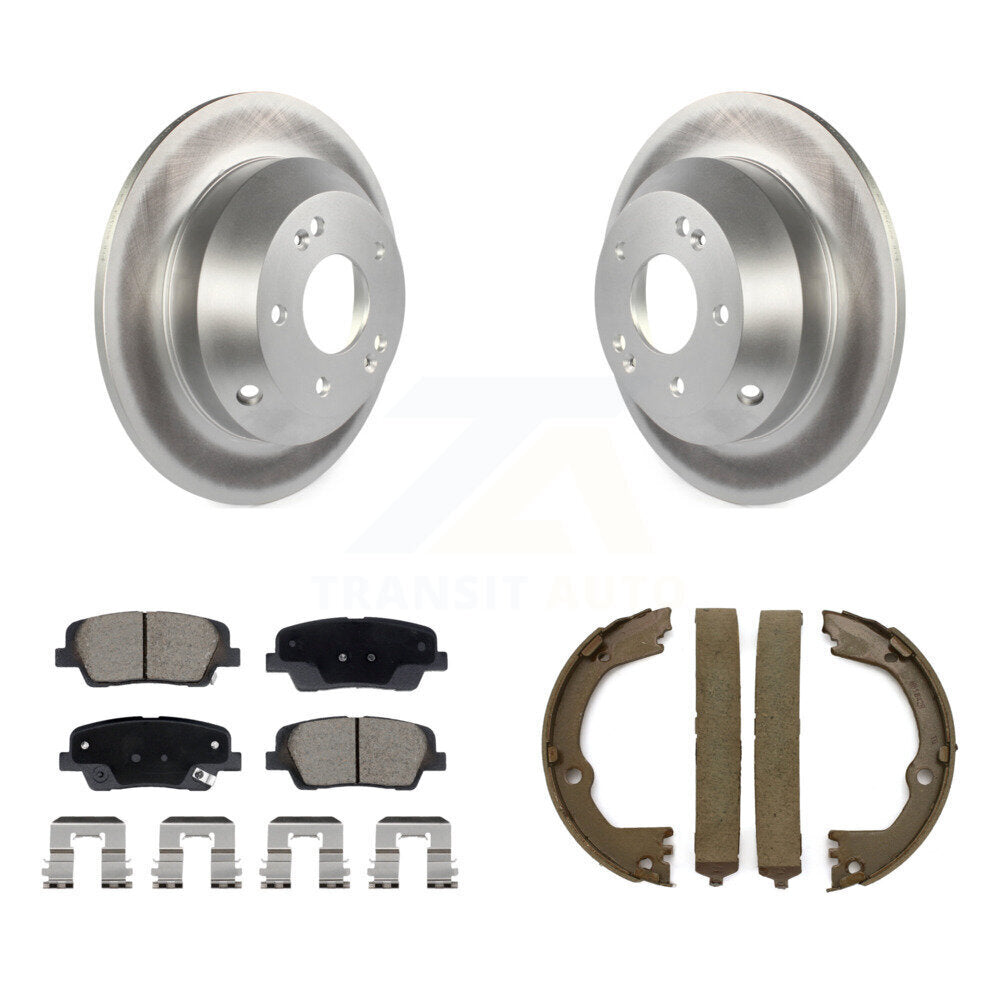 Rear Disc Coated Rotors Ceramic Pads Parking Shoes Kit For Hyundai Santa Fe Sport Kia XL KGC-103148