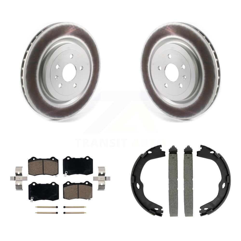 Rear Disc Coated Rotors Ceramic Pads Parking Shoes Kit For Chevrolet Camaro Cadillac CTS KGC-103152