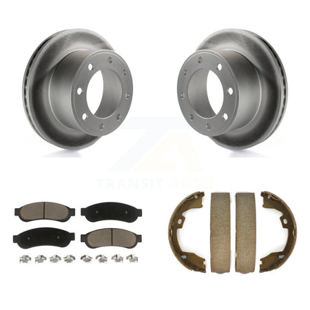 Rear Disc Coated Rotors Ceramic Pads & Parking Shoes Kit For Ford F-350 Super Duty F-250 KGC-103154