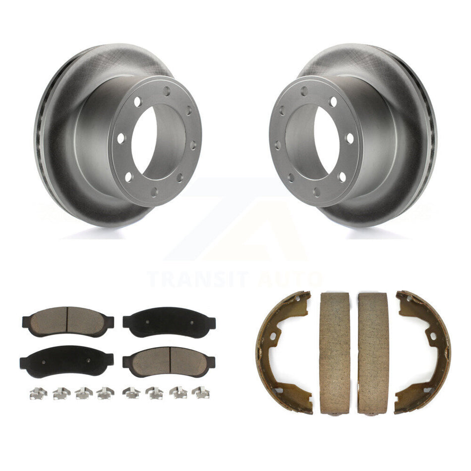 Rear Disc Coated Rotors Ceramic Pads & Parking Shoes Kit For Ford F-350 Super Duty F-250 KGC-103154