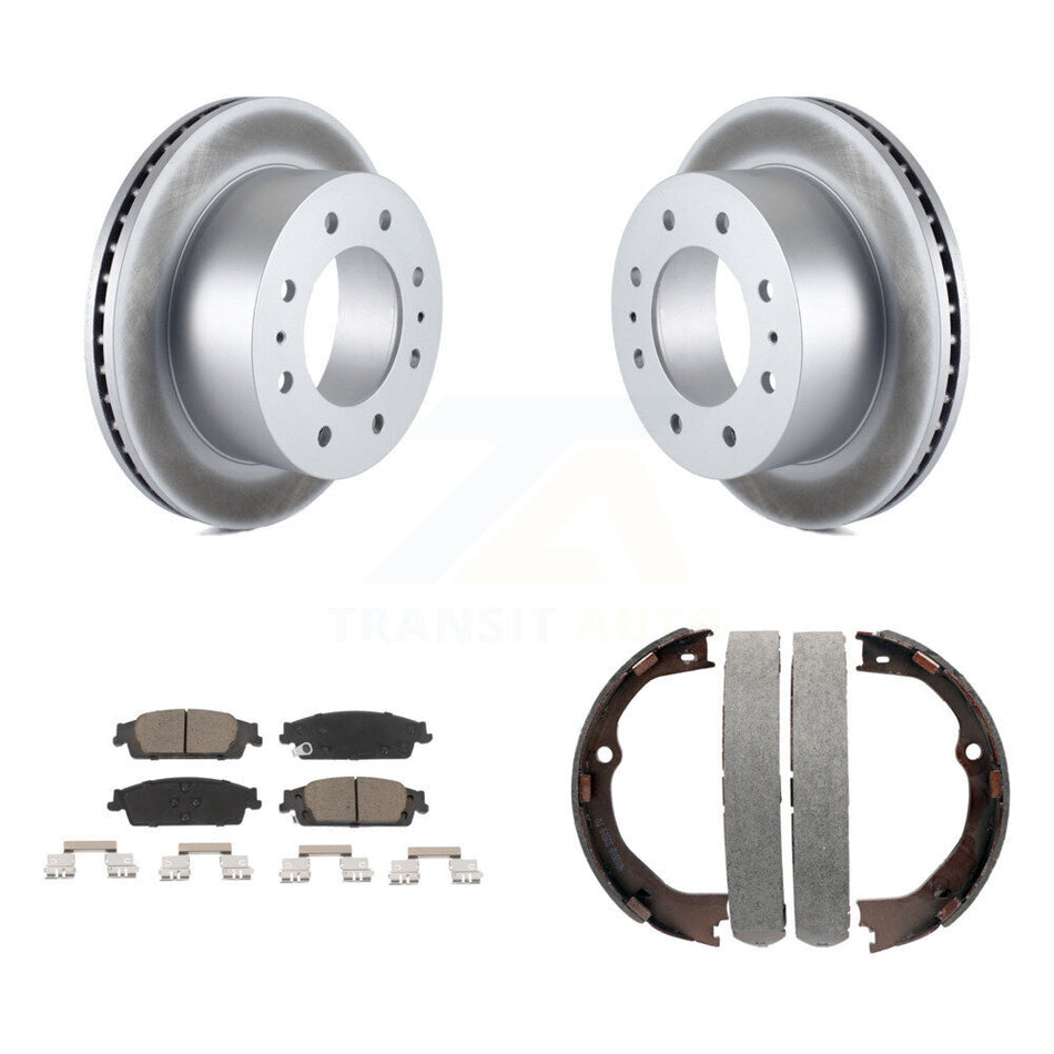 Rear Disc Coated Rotors Ceramic Pads And Parking Brake Shoes Kit For Chevrolet Suburban KGC-103158
