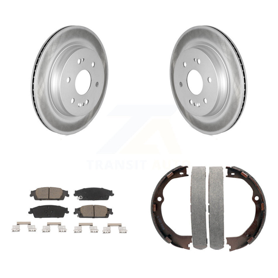 Rear Disc Coated Rotors Ceramic Pads & Parking Shoes Kit For Chevrolet Silverado 1500 LD KGC-103159