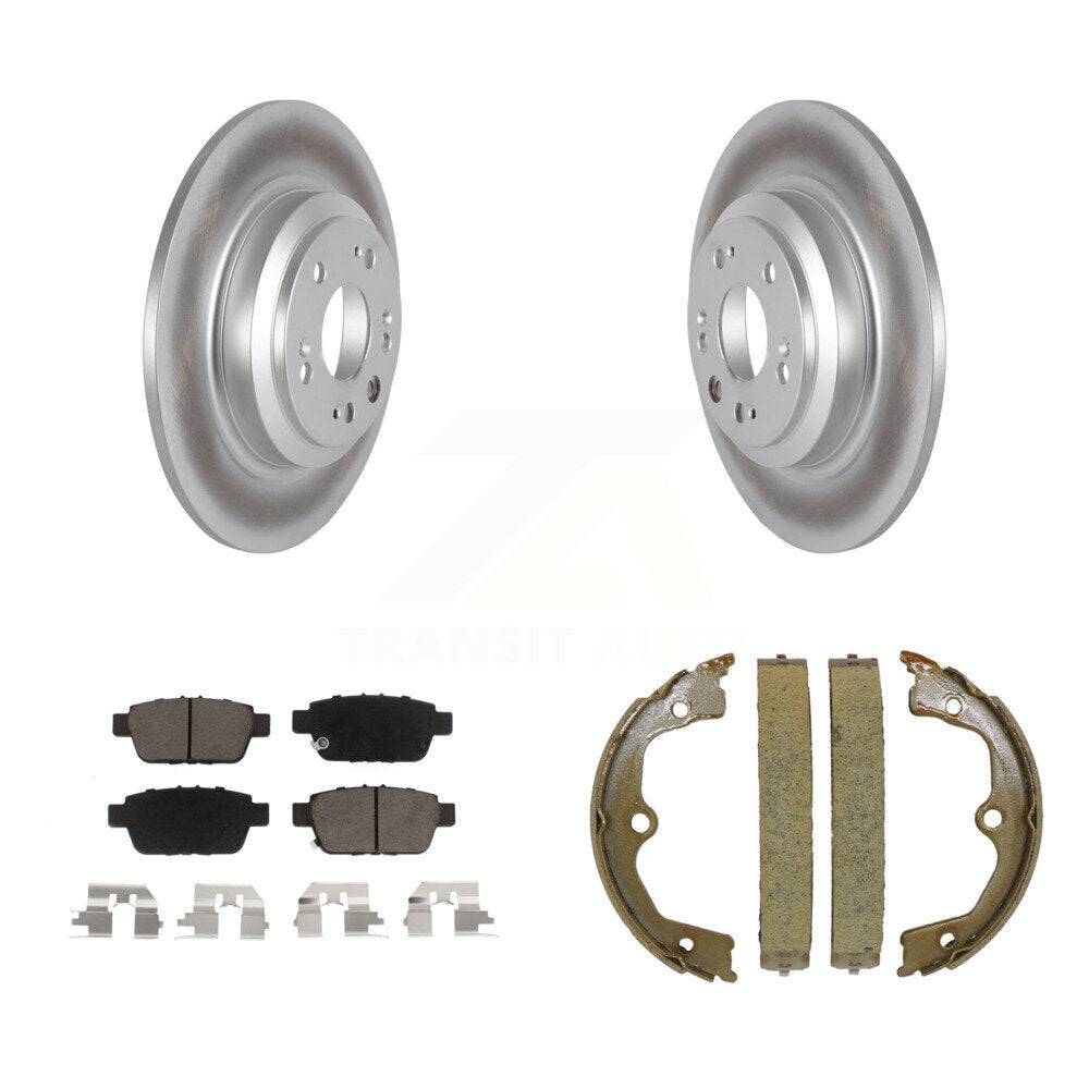 Rear Disc Coated Rotors Ceramic Pads And Parking Brake Shoes Kit For 2009-2014 Acura TL KGC-103160