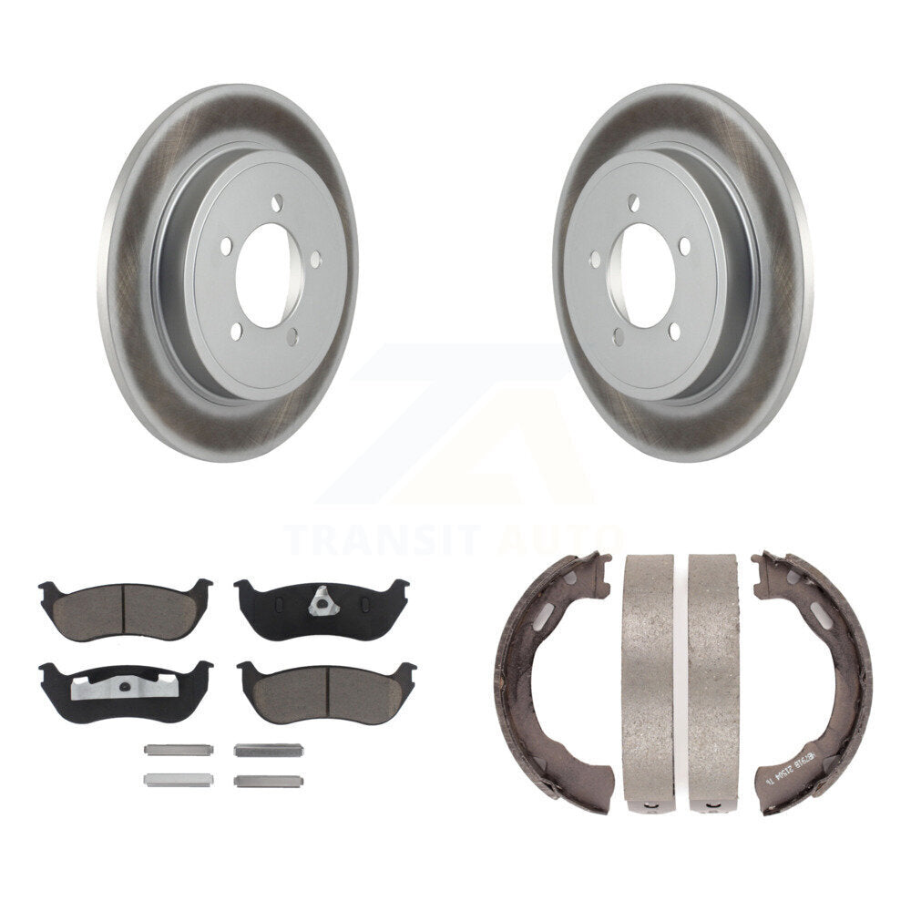 Rear Disc Coated Rotors Ceramic Pads & Parking Brake Shoes Kit For Ford Explorer Mercury KGC-103163