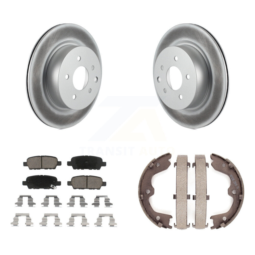Rear Disc Coated Rotors Ceramic Pads Parking Shoes Kit For INFINITI Nissan Maxima G37 G35 KGC-103169