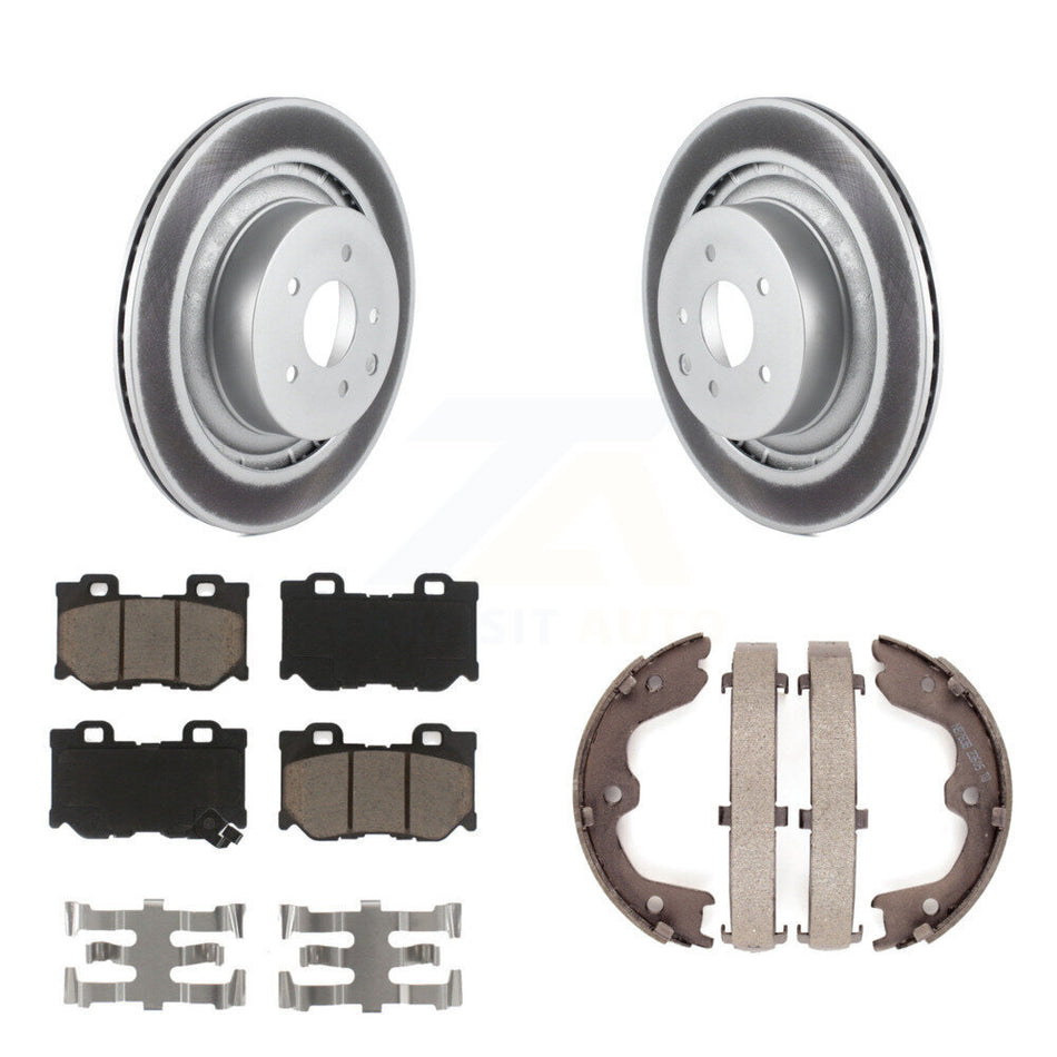 Rear Disc Coated Rotors Ceramic Pads & Parking Shoes Kit For INFINITI G37 Nissan 370Z Q60 KGC-103170