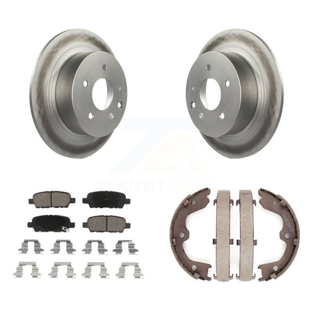 Rear Disc Coated Rotors Ceramic Pads And Parking Brake Shoes Kit For Nissan Altima Maxima KGC-103171