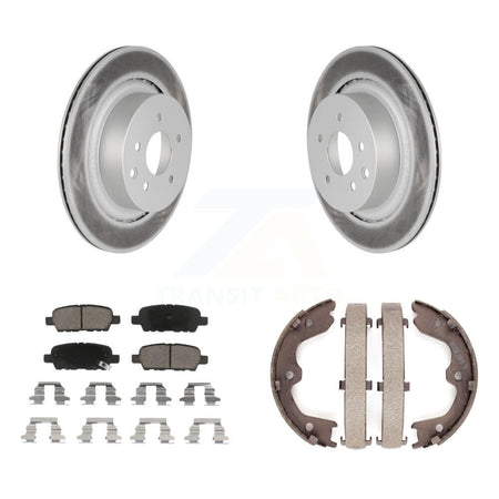 Rear Disc Coated Rotors Ceramic Pads And Parking Brake Shoes Kit For INFINITI G35 Q60 KGC-103172
