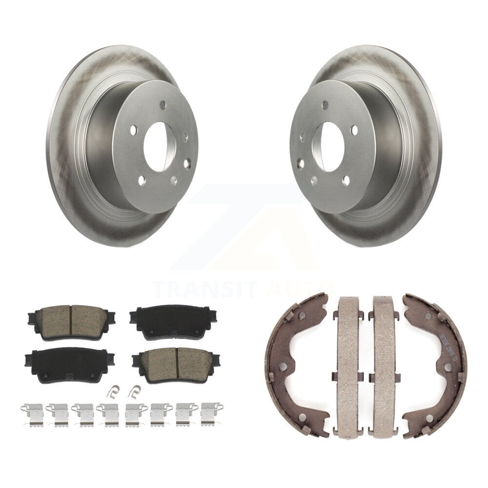 Rear Disc Coated Rotors Ceramic Pads & Parking Brake Shoes Kit For 2019 Nissan Altima AWD KGC-103177