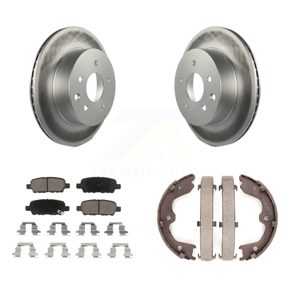 Rear Disc Coated Rotors Ceramic Pads Parking Brake Shoes Kit For INFINITI G35 Nissan 350Z KGC-103178
