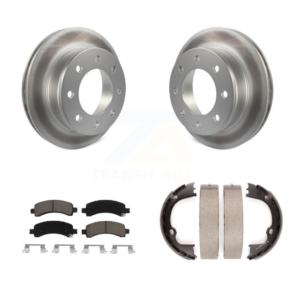 Rear Disc Coated Rotors Ceramic Pads Parking Shoes Kit For Chevrolet GMC Savana 2500 3500 KGC-103179