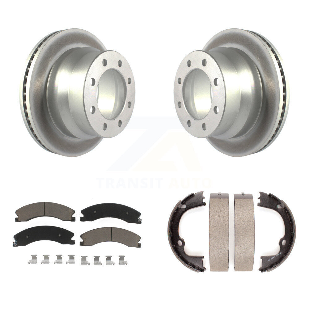 Rear Disc Coated Rotors Ceramic Pads And Parking Brake Shoes Kit For GMC Savana 3500 KGC-103182