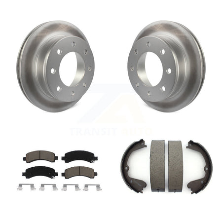 Rear Disc Coated Rotors Ceramic Pads & Parking Shoes Kit For GMC Savana 3500 Cutaway Van KGC-103183