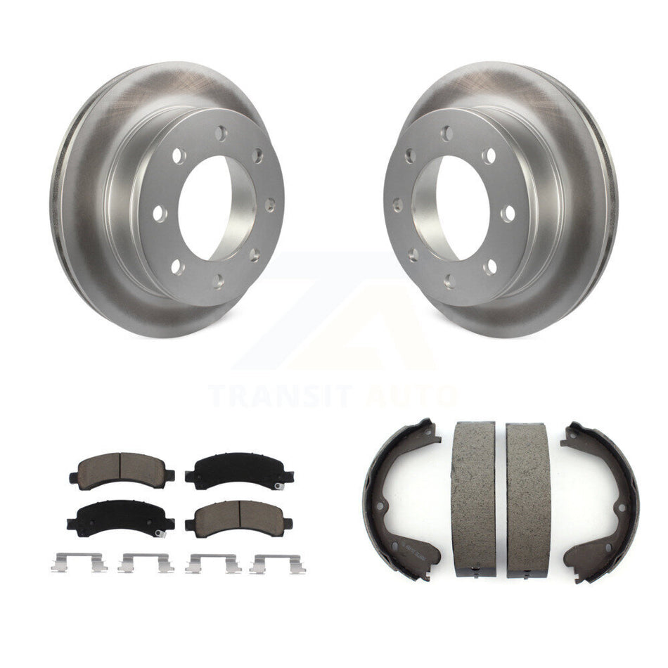 Rear Disc Coated Rotors Ceramic Pads & Parking Shoes Kit For GMC Savana 3500 Cutaway Van KGC-103183